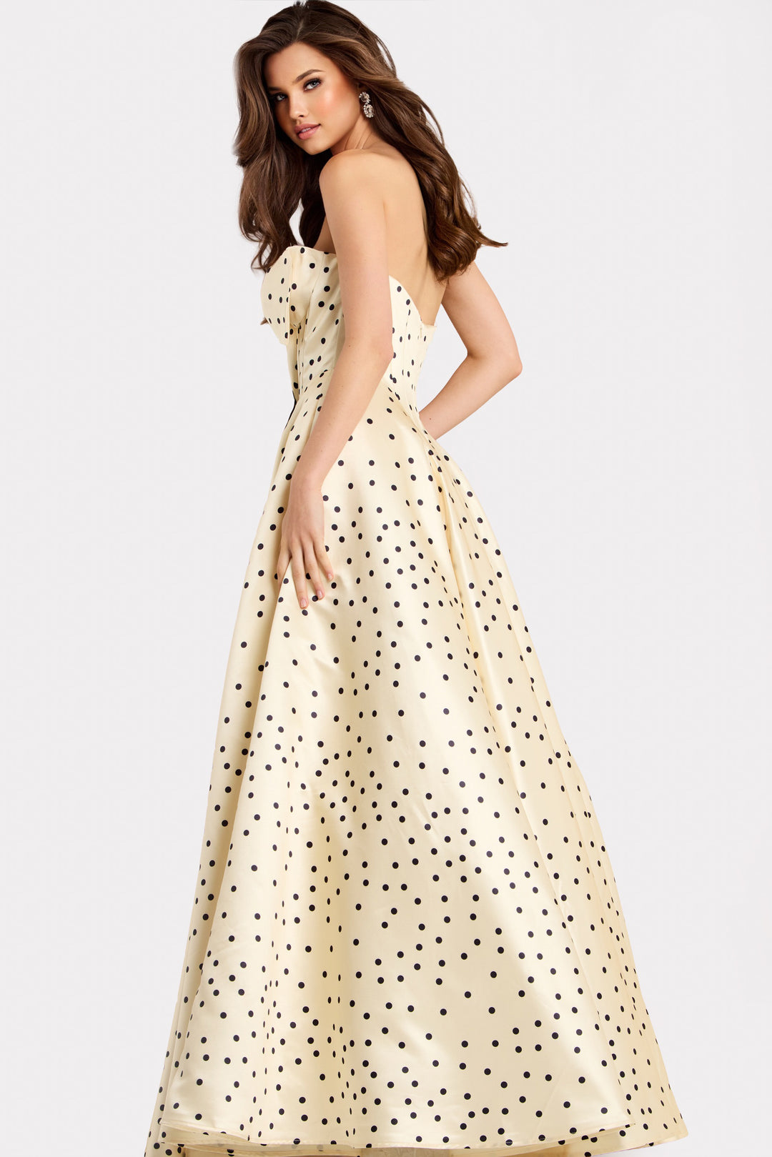 Jovani 49775 Polka Dot Satin A-Line Prom Dress