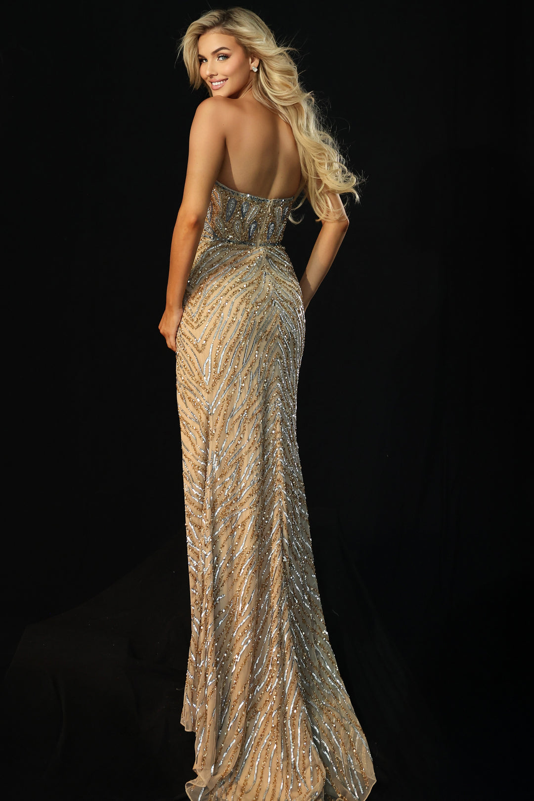 Jovani 46928 Fitted Sheath Silhouette With Slit Evening Gown