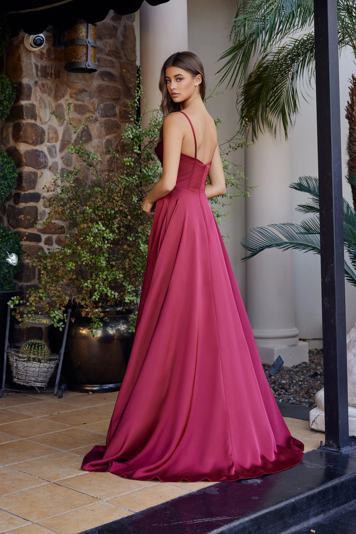 Nox Anabel A1744 prom dress with scoop neckline and thigh slit