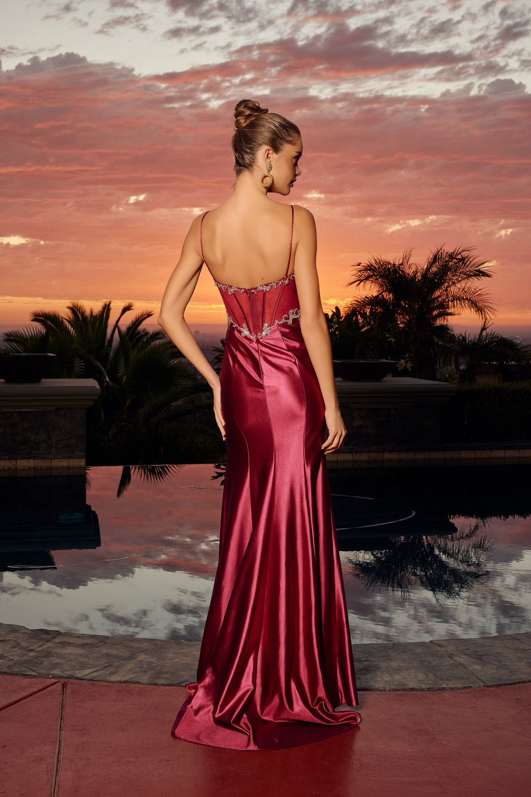 Nox Anabel A1750 fitted satin prom dress with thigh slit