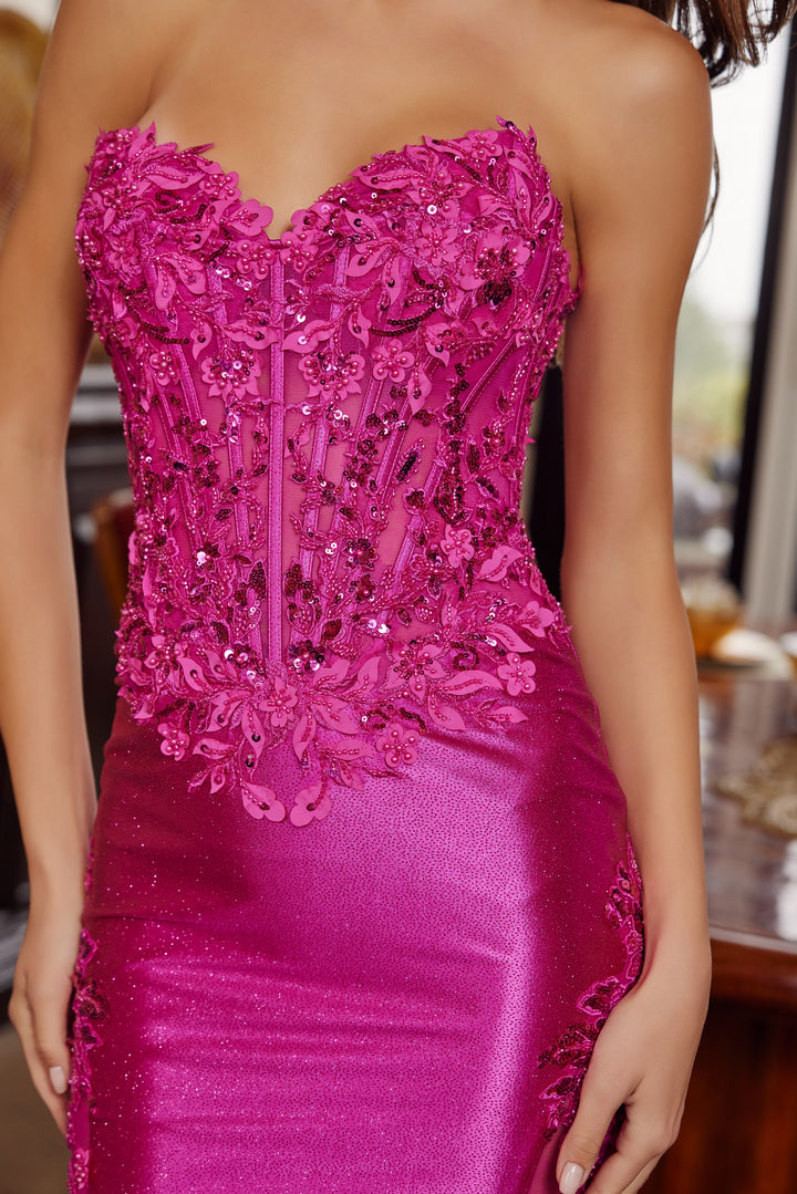 Nox Anabel E1894 prom dress with sheer illusion cutouts