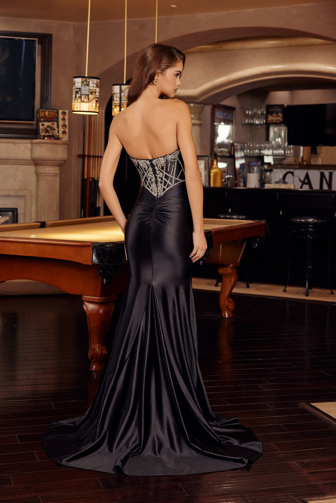 Nox Anabel E1901 fit and flare prom dress with sequin top