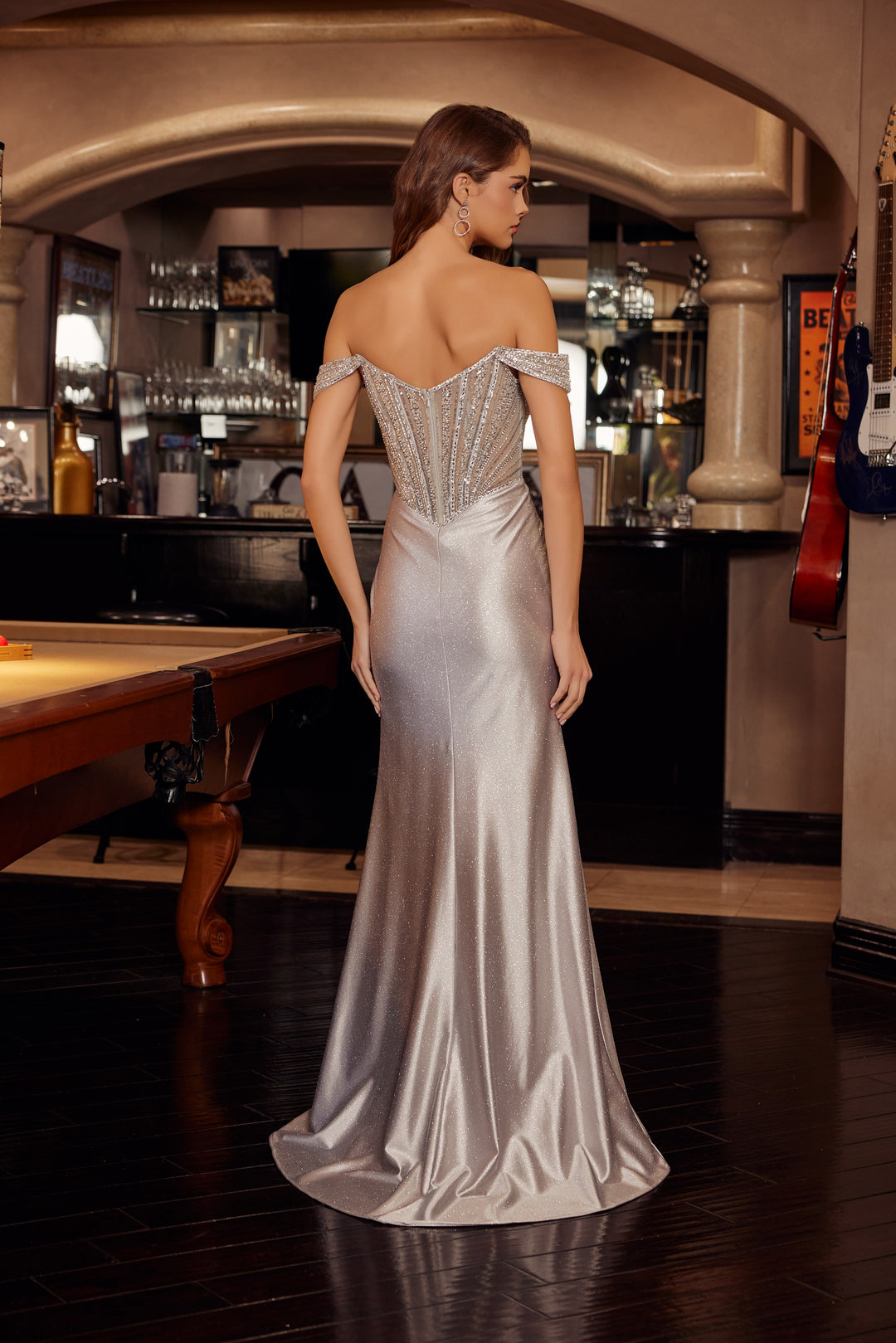 Nox Anabel F1727 long prom prom dress with plunging v neckline