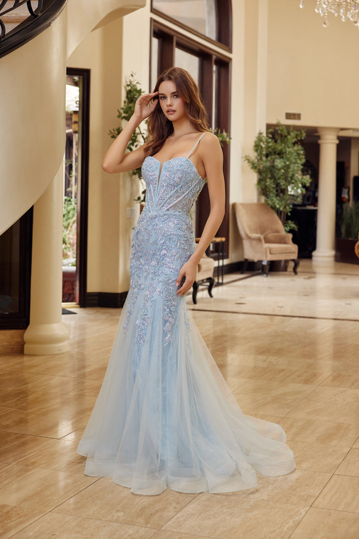 Nox Anabel H1874 trumpet prom dress with plunging sweetheart neckline
