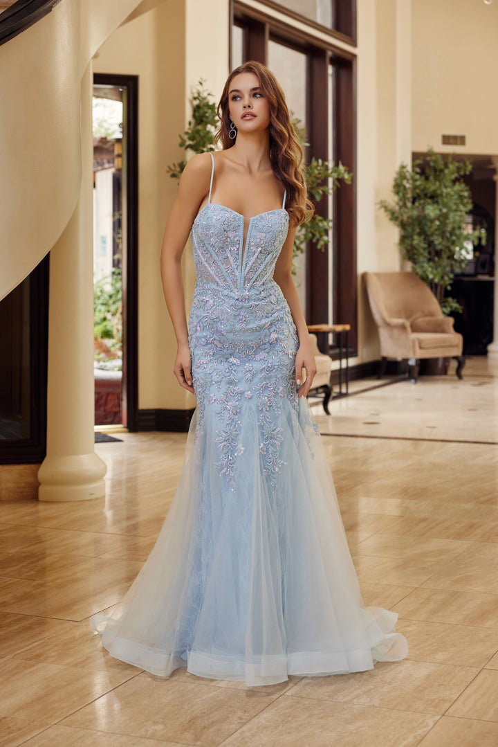 Nox Anabel H1874 trumpet prom dress with plunging sweetheart neckline