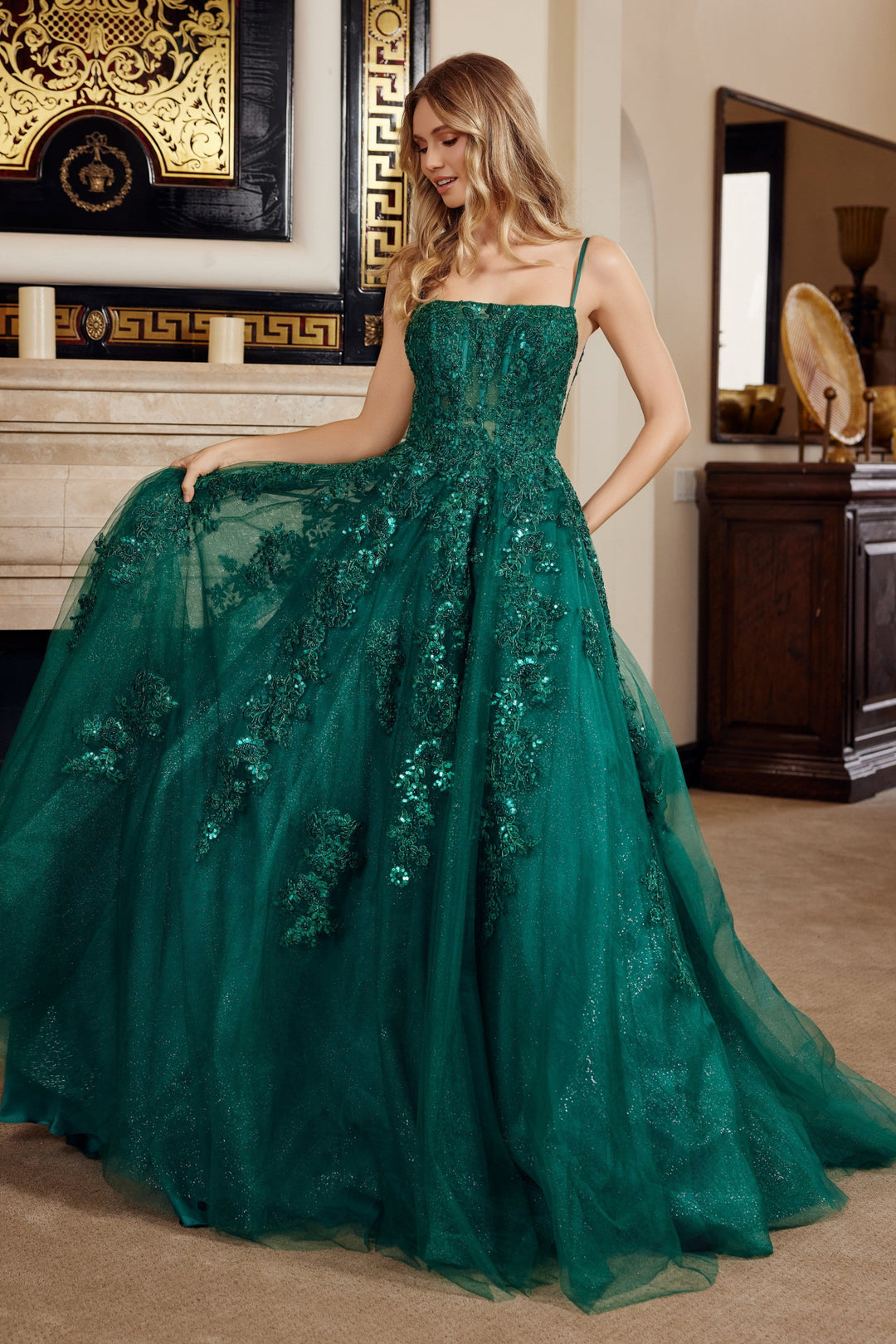 Nox Anabel H1880 prom dress with straight across bustline