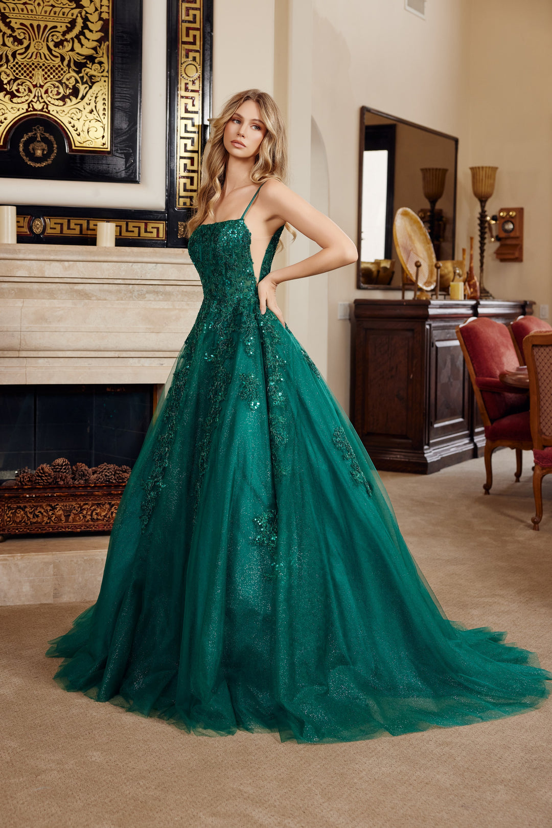 Nox Anabel H1880 prom dress with straight across bustline