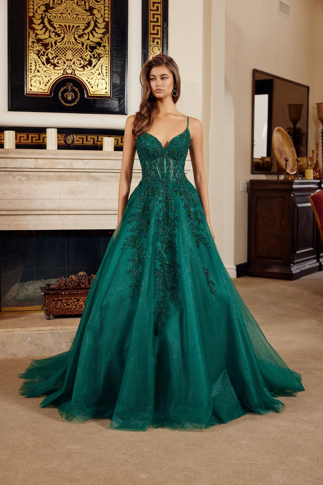 Nox Anabel H1883 fit and flare prom dress with plunging v neckline Nox Anabel H1883 fit and flare prom dress with plunging v neckline