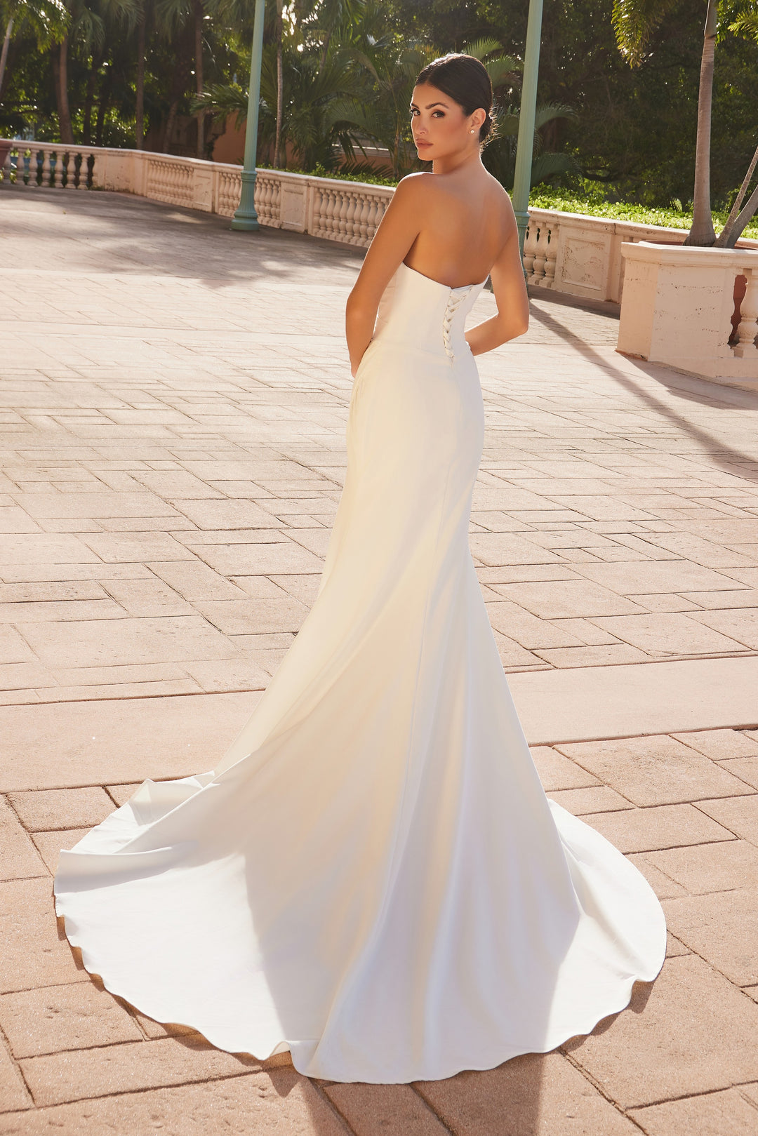 Nox Anabel JW1031 Strapless Straight Top Pleated Waistline Lace-Up Back Wedding Dress White / 4 Nox Anabel JW1031 Strapless Straight Top Pleated Waistline Lace-Up Back Wedding Dress White / 4