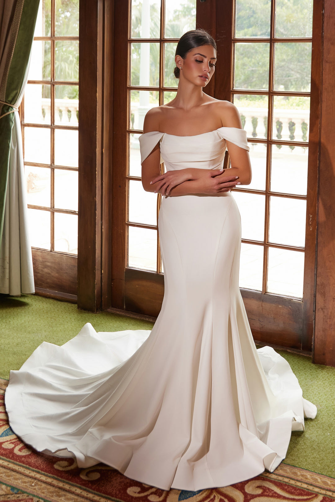 Nox Anabel JW1032 Pleated Long Simple Wedding Dress Nox Anabel JW1032 Pleated Long Simple Wedding Dress