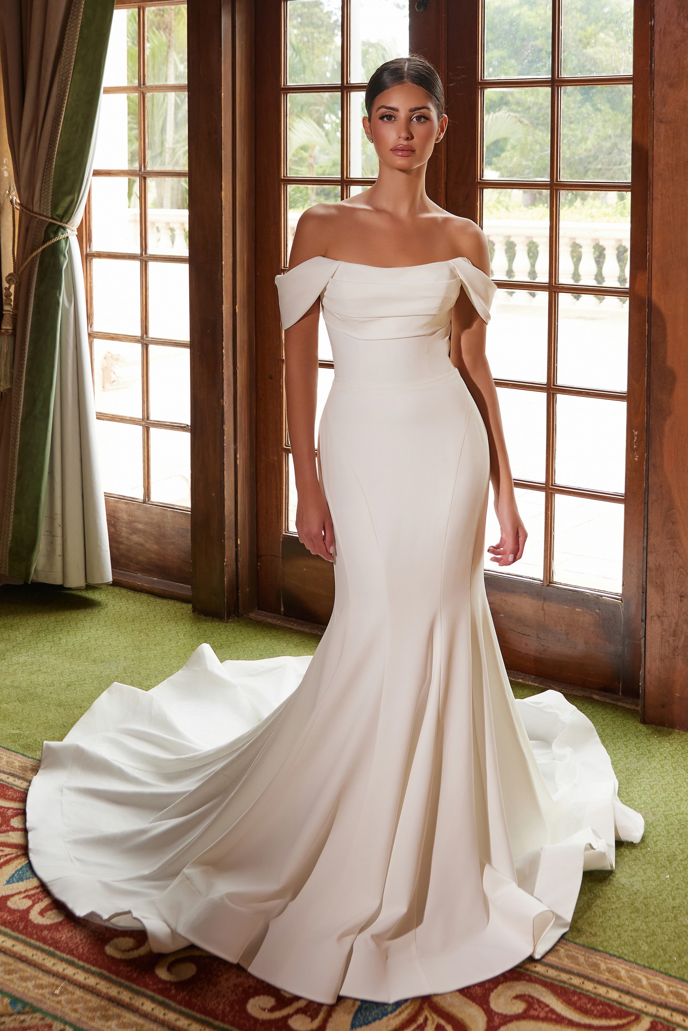 NOX ANABEL JW1032 Strapless Straight Top Off Shoulder Pleated