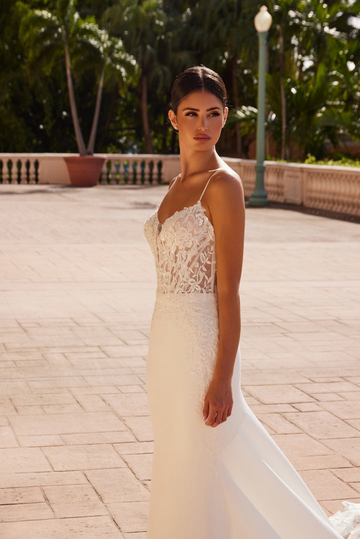 NOX ANABEL JW1036L Fitted Embroidered Mermaid Wedding Gown
