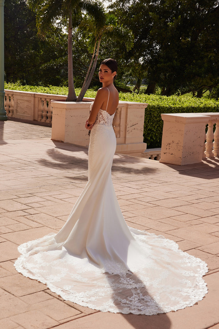 NOX ANABEL JW1036L Fitted Embroidered Mermaid Wedding Gown