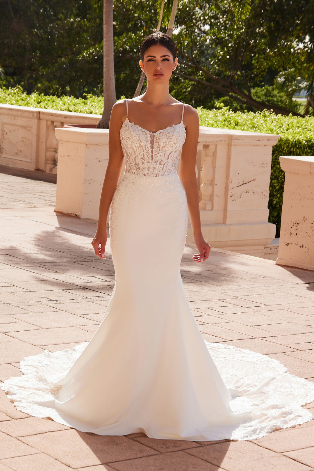 fitted mermaid wedding dresses Ladivine CJ933W Plunging Sweetheart Beaded Gown DiscountDressShop your best CHOICE Fitted Mermaid Sleeveless Wedding Dress