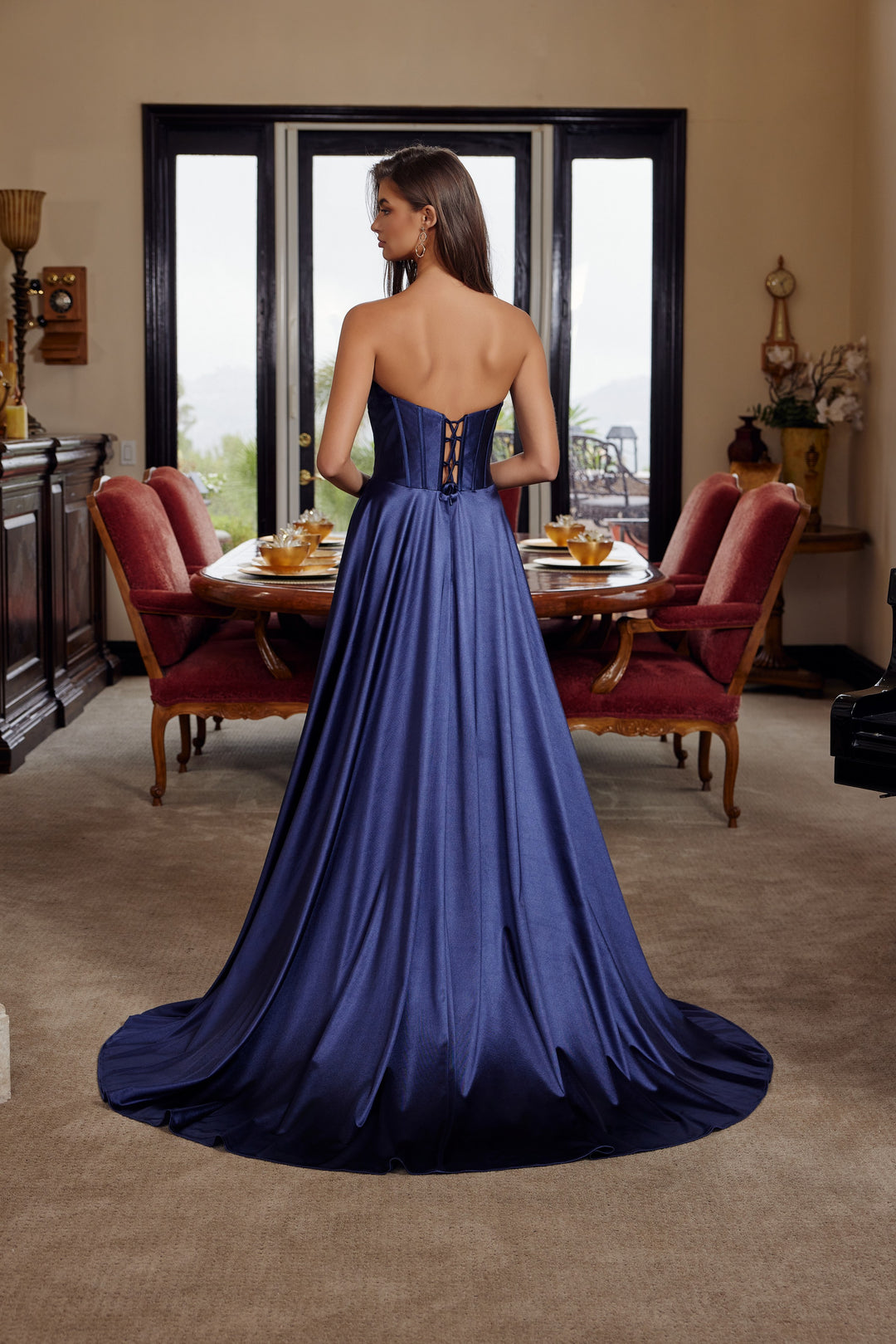 green emerald velvet dress Strapless Aqua Blue Sexy Fit and Flare Prom Dress Formal Evening Gown with Organza Ruffles X022 Size 4 / Other main image 1