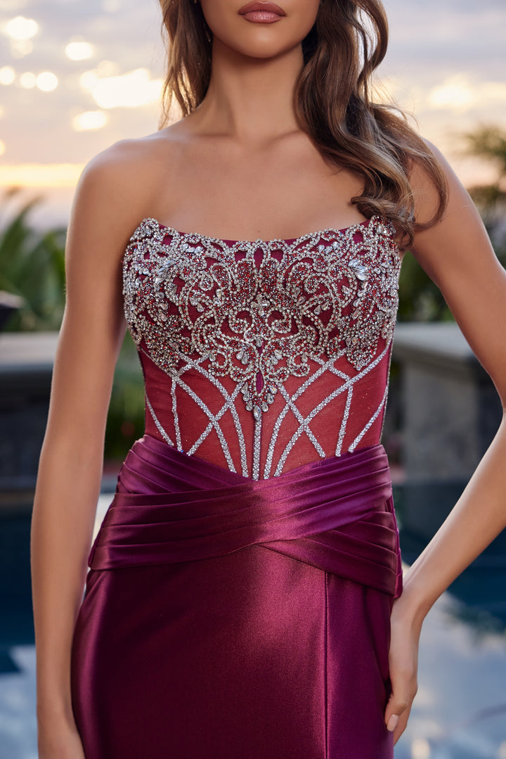 Nox Anabel L1771 prom dress with strapless scoop neckline