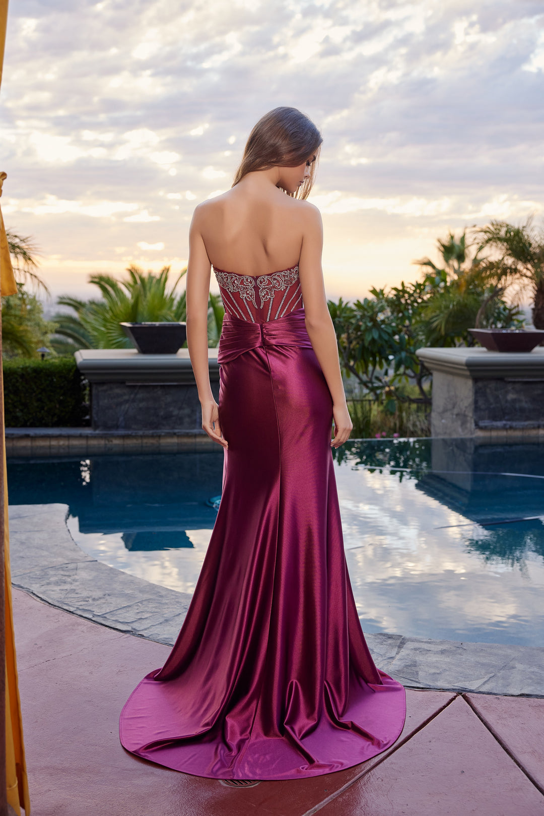 Nox Anabel L1771 prom dress with strapless scoop neckline