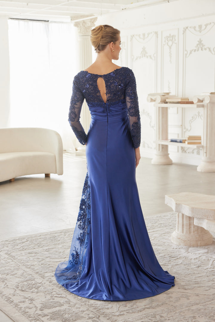 NOX ANABEL ME123 Satin Mother Of The Bride Dress With Long Sleeves