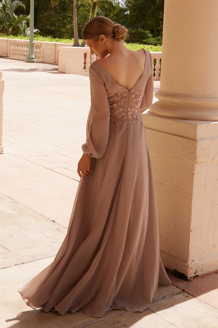 NOX ANABEL ME128 Chiffon Long Sleeve Gown For Mother Of The Bride Dress