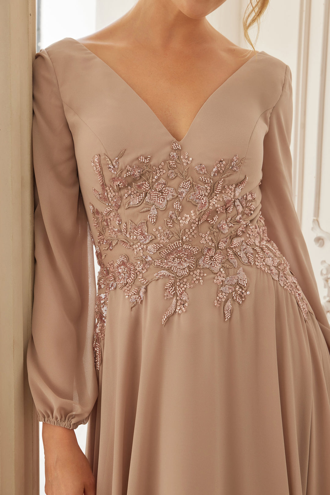 NOX ANABEL ME128 Chiffon Long Sleeve Gown For Mother Of The Bride Dress