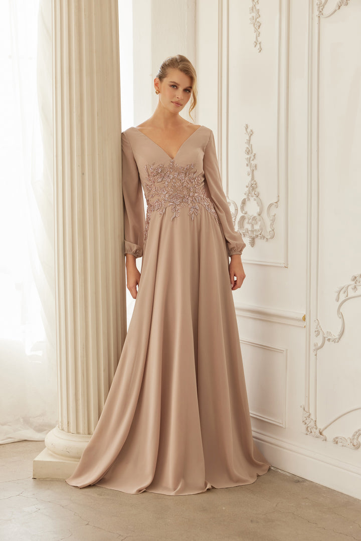 NOX ANABEL ME128 Chiffon Long Sleeve Gown For Mother Of The Bride Dress