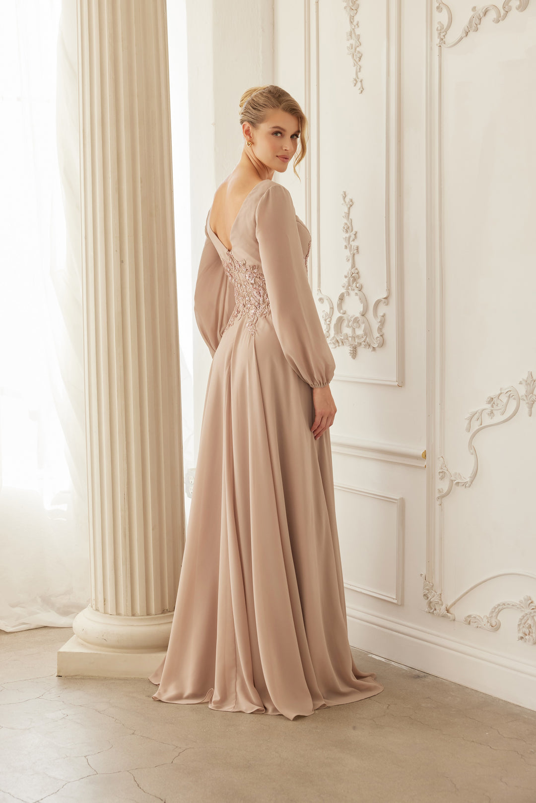 NOX ANABEL ME128 Chiffon Long Sleeve Gown For Mother Of The Bride Dress