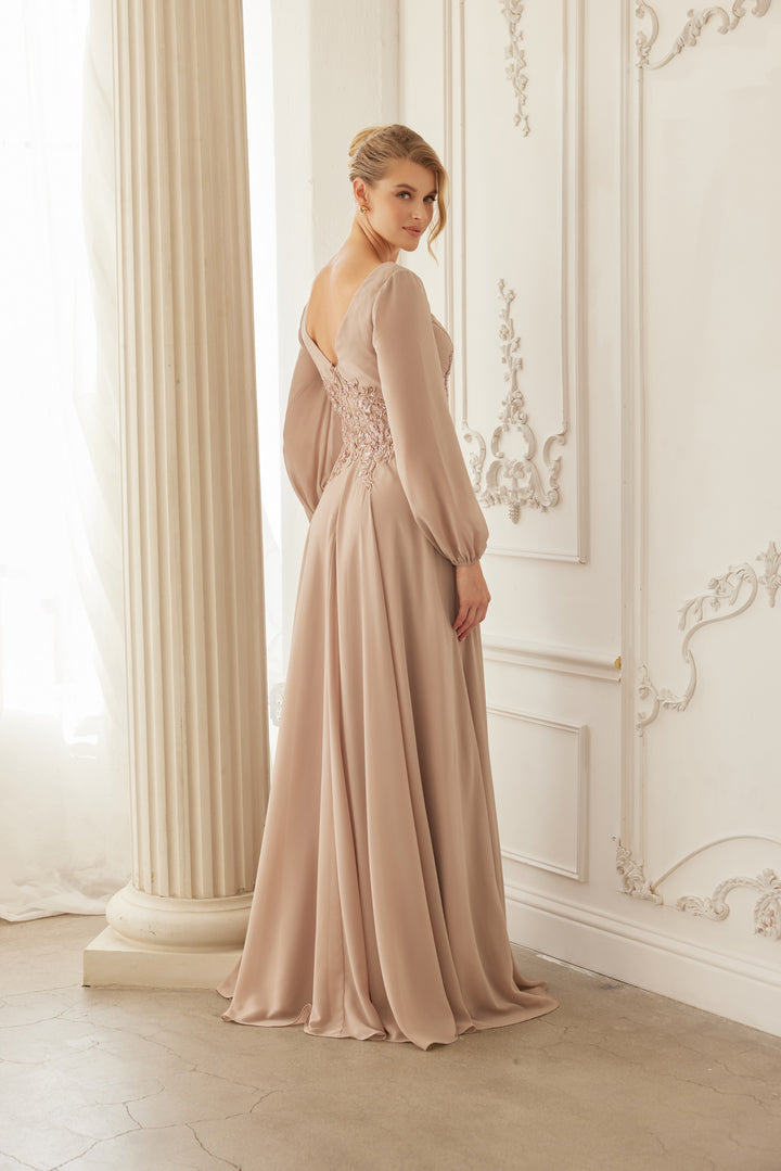 NOX ANABEL ME128 Chiffon Long Sleeve Gown For Mother Of The Bride Dress