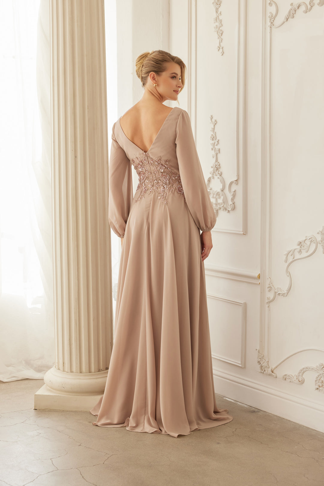 NOX ANABEL ME128 Chiffon Long Sleeve Gown For Mother Of The Bride Dress