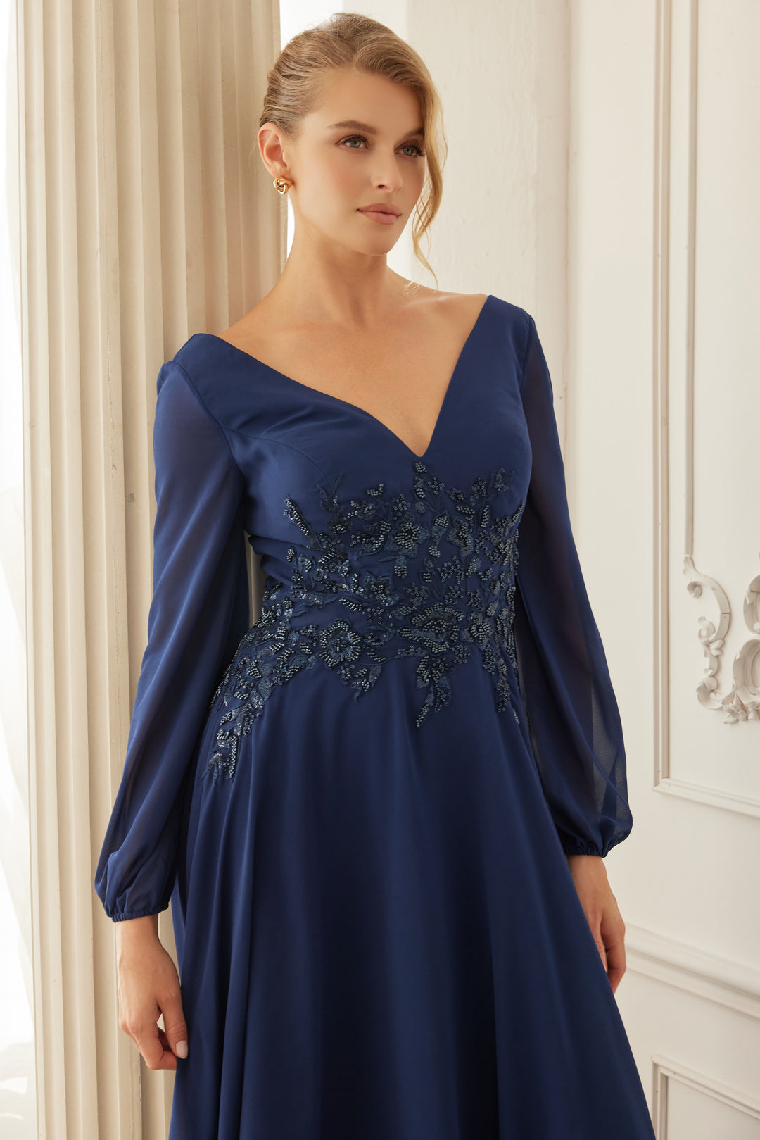 NOX ANABEL ME128 Chiffon Long Sleeve Gown For Mother Of The Bride Dress