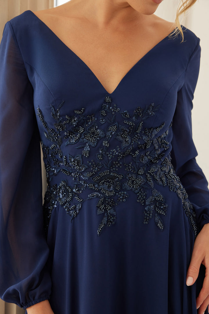 NOX ANABEL ME128 Chiffon Long Sleeve Gown For Mother Of The Bride Dress