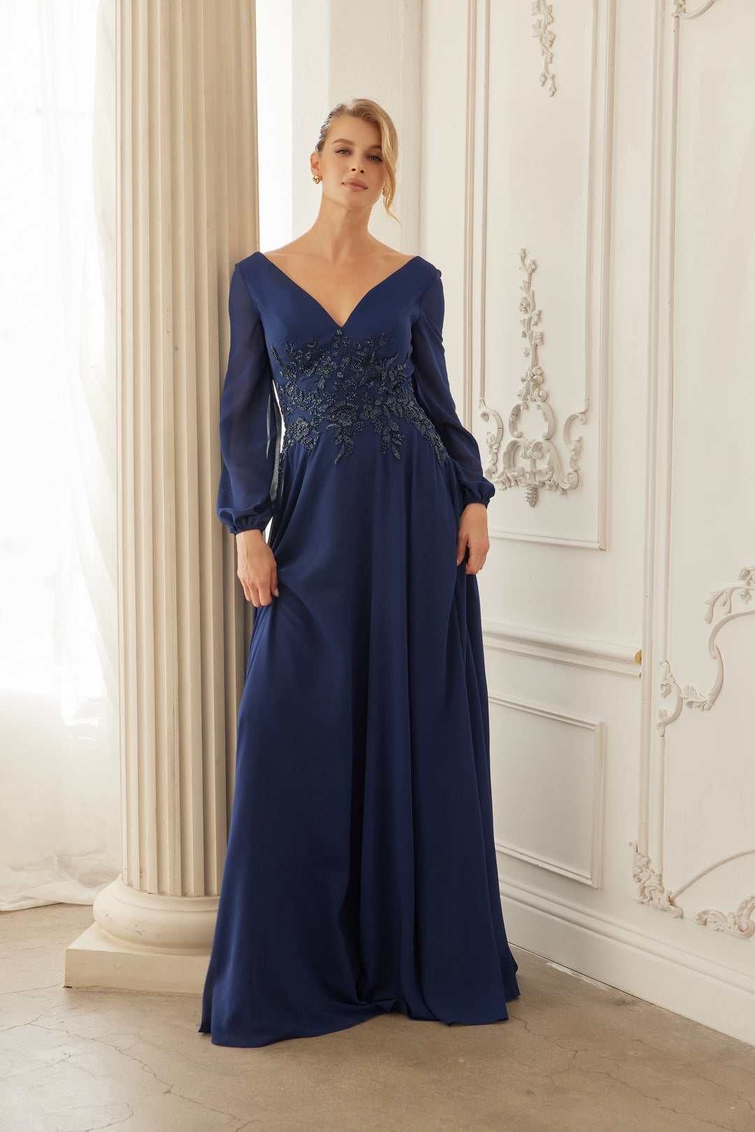 NOX ANABEL ME128 Chiffon Long Sleeve Gown For Mother Of The Bride Dress