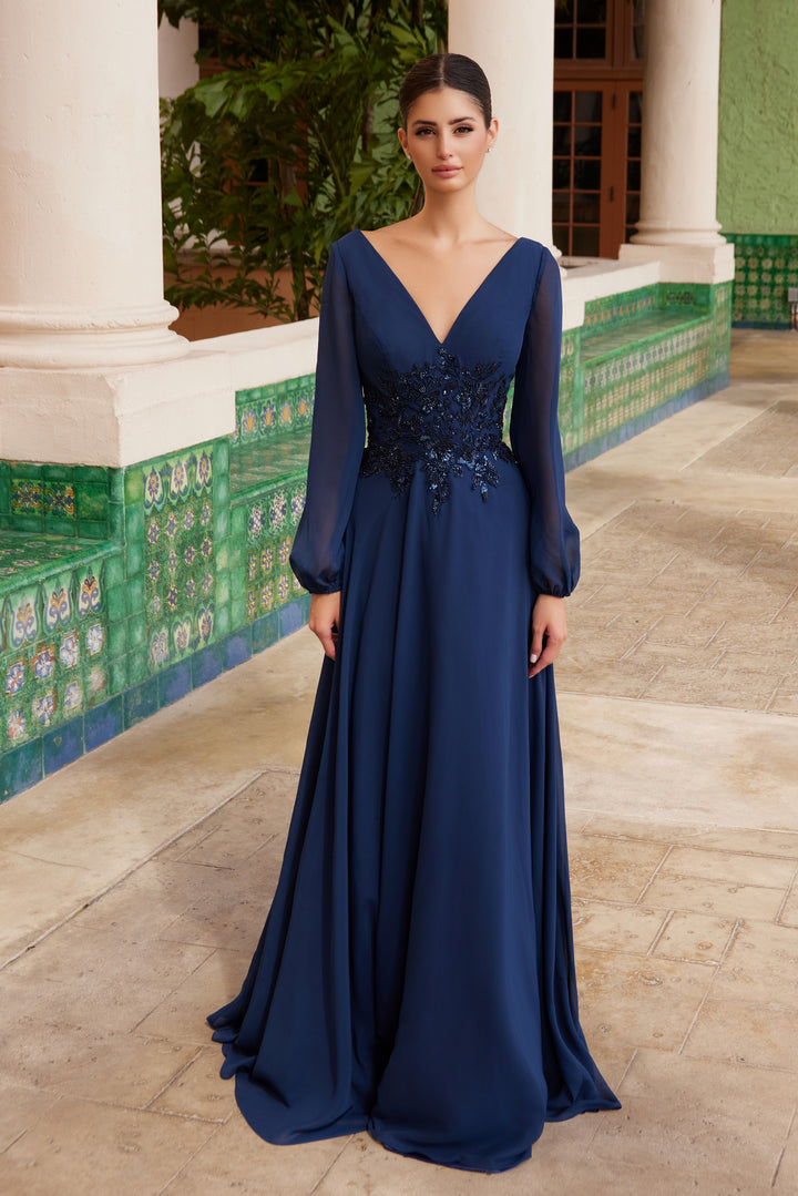 NOX ANABEL ME128 Chiffon Long Sleeve Gown For Mother Of The Bride Dress