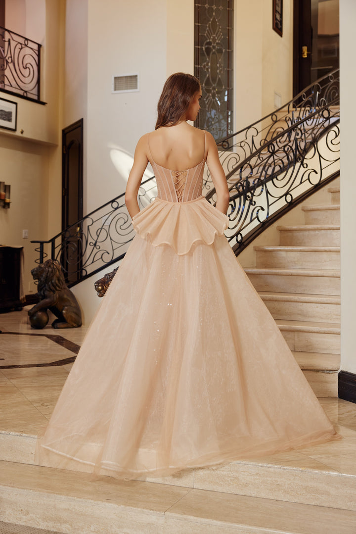 Nox Anabel N1763 prom dress with illusion neckline and beading