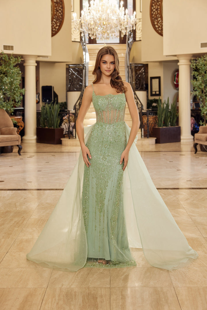 Nox Anabel N1763 prom dress with illusion neckline and beading