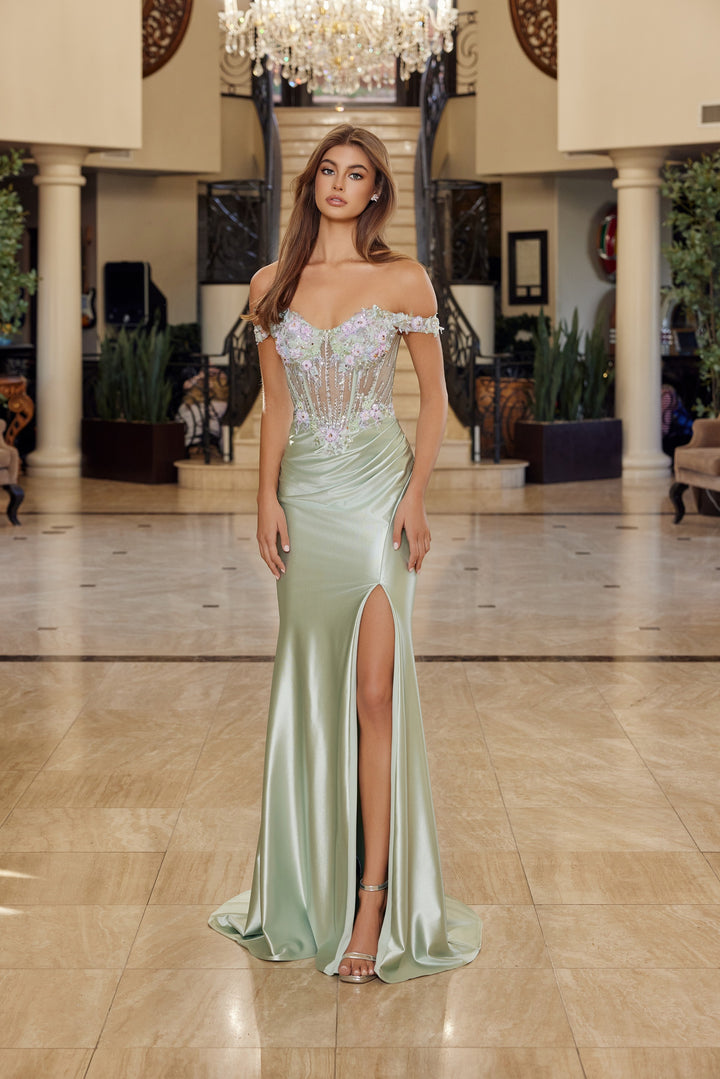 Nox Anabel R1814 off the shoulder prom dress with high slit