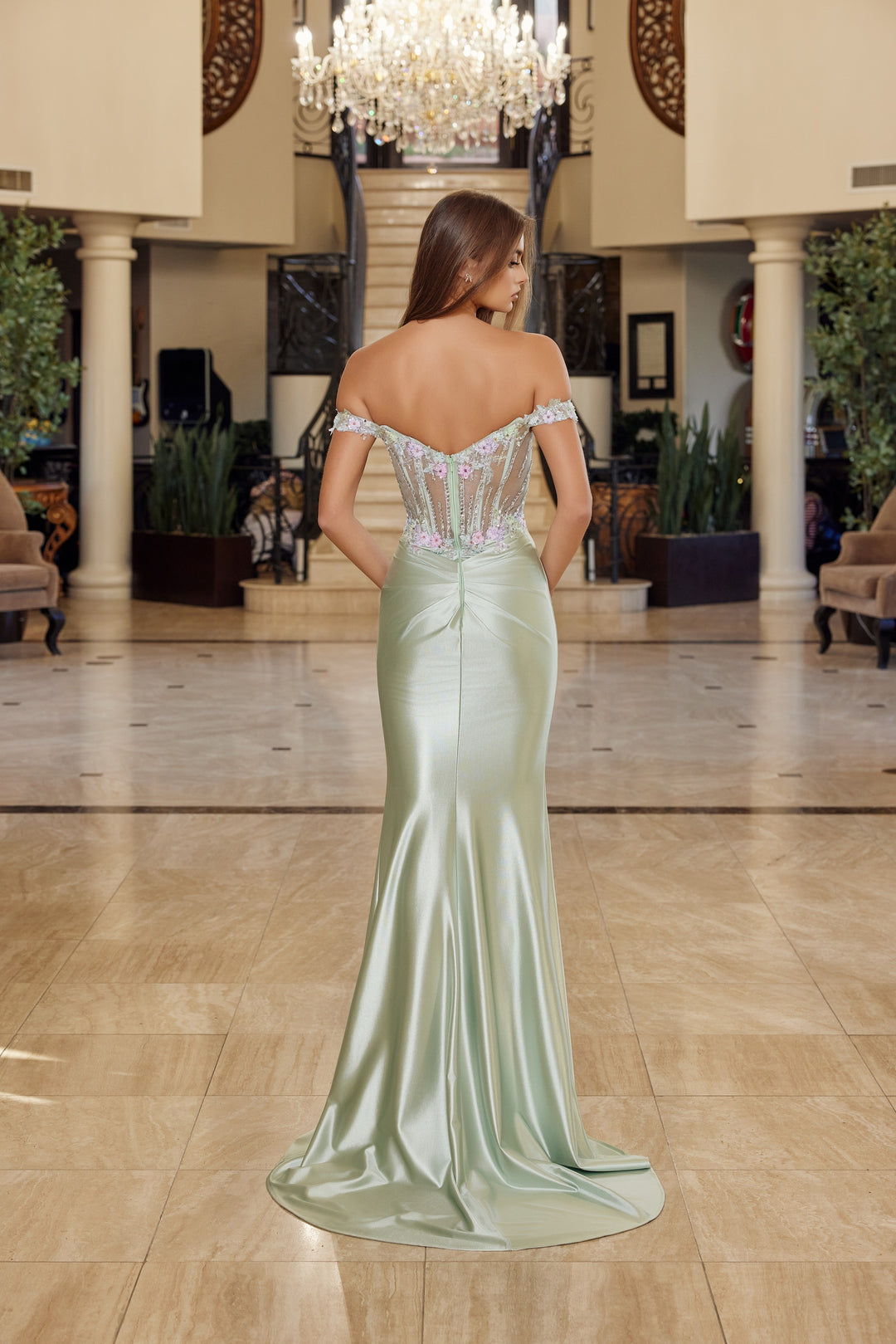 Nox Anabel R1814 off the shoulder prom dress with high slit
