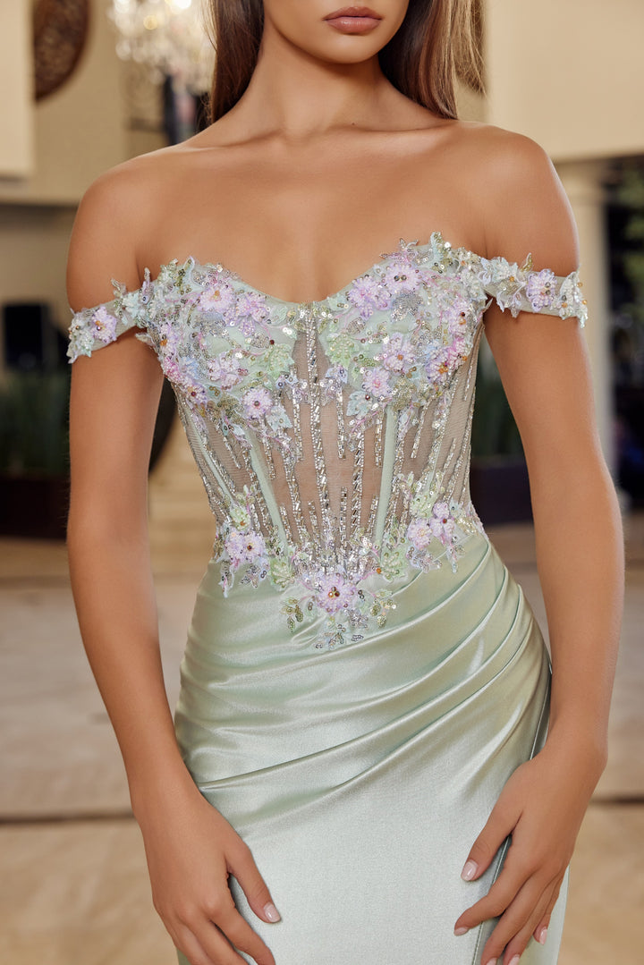 Nox Anabel R1814 off the shoulder prom dress with high slit