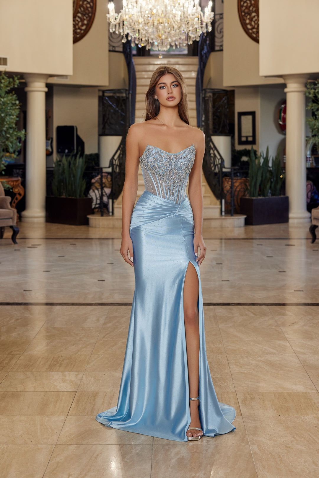 Nox Anabel R1820 prom dress with scoop bustline and beading