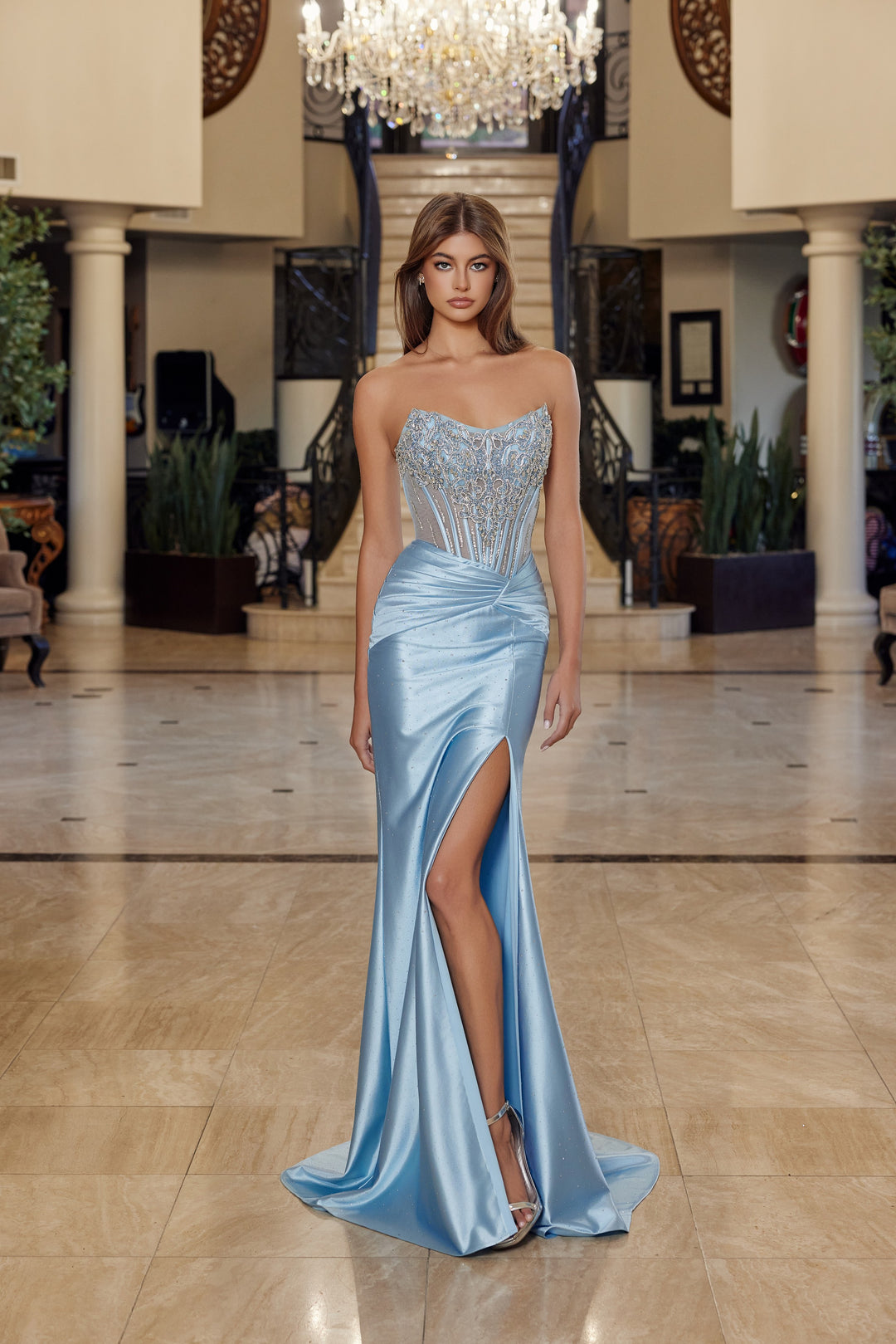 Nox Anabel R1820 prom dress with scoop bustline and beading