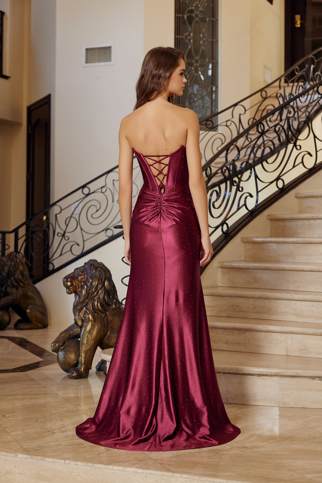 Nox Anabel T1861 strapless fitted prom prom dress with sweeping train