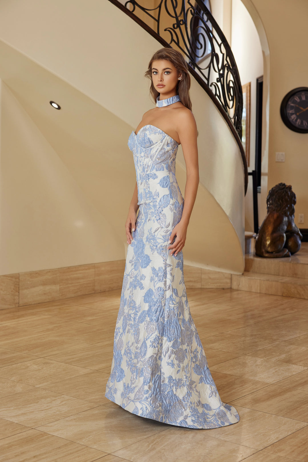 Nox Anabel T1922 strapless trumpet prom dress with matching choker – The Gown Galleria