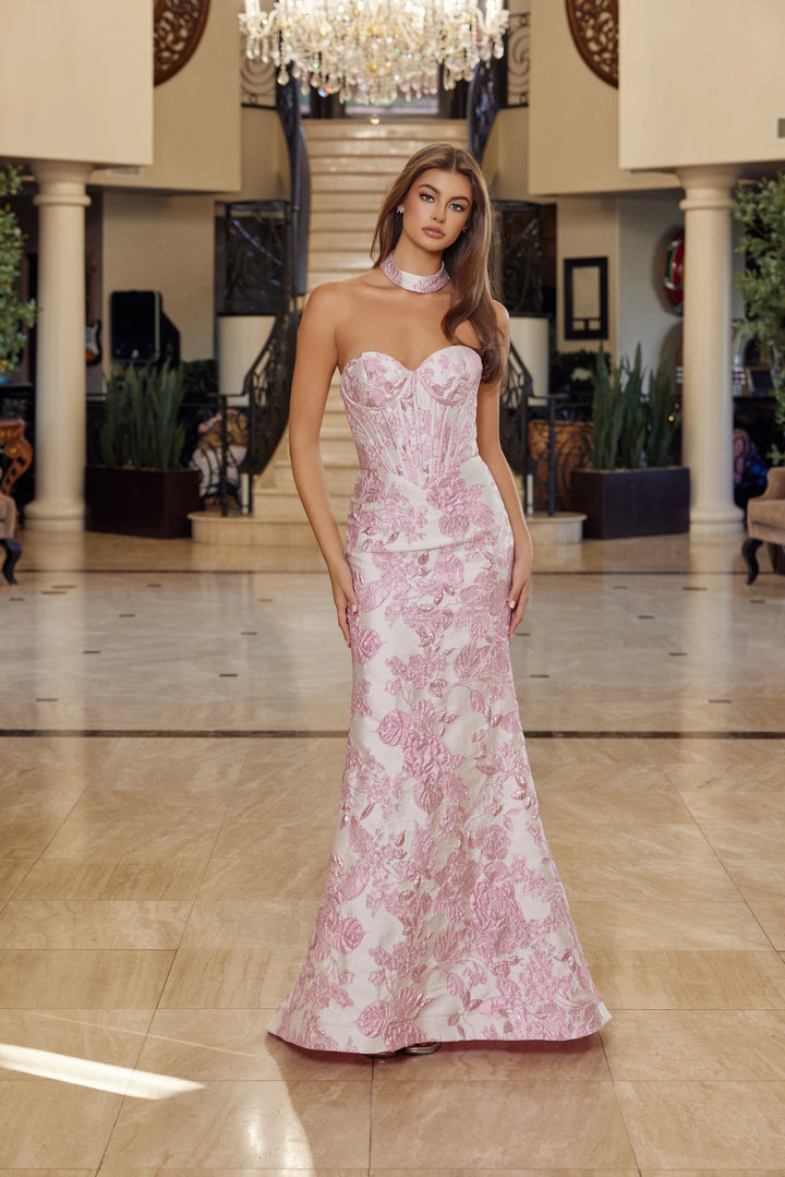 Nox Anabel T1922 strapless trumpet prom dress with matching choker