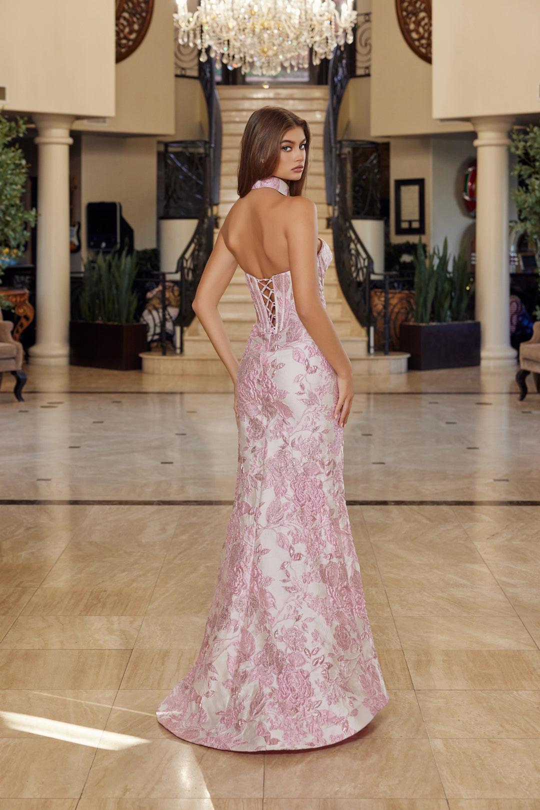 choker formal dresses Jovani 23985 - Long Satin Mermaid Dress