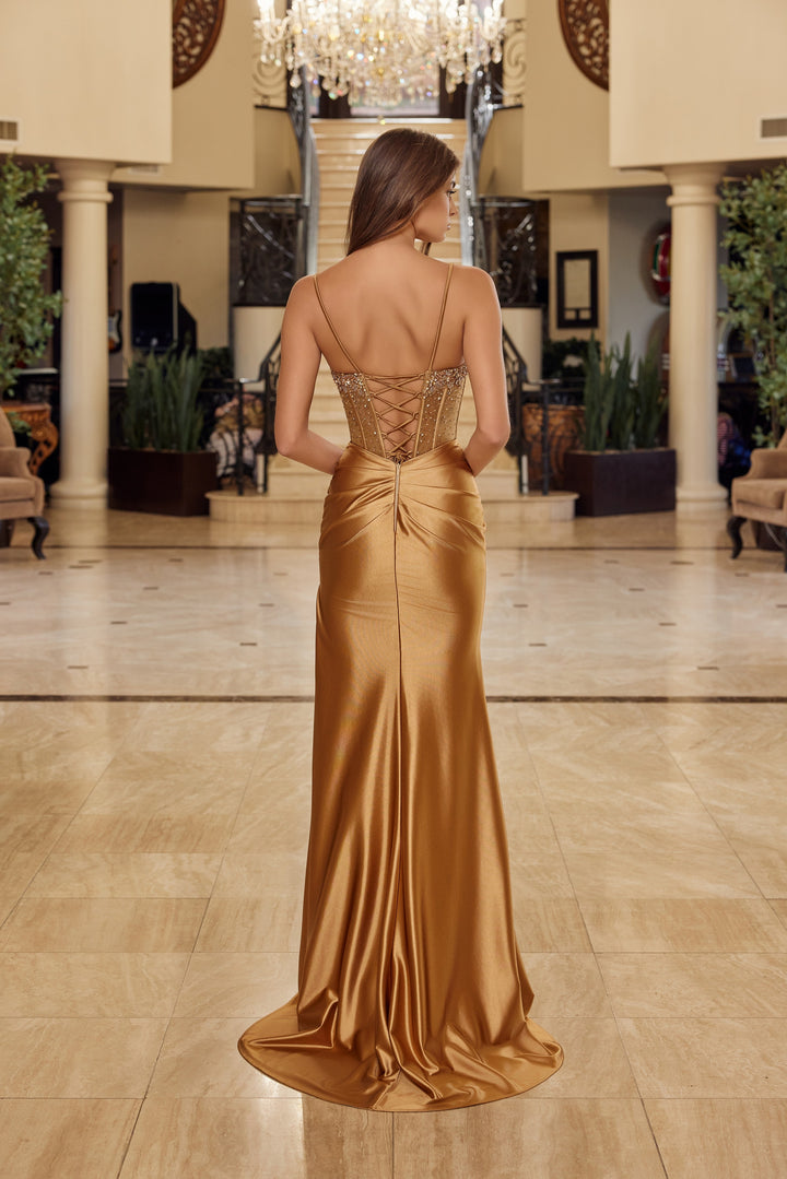 Nox Anabel Y1797 prom dress with asymmetrical bustline