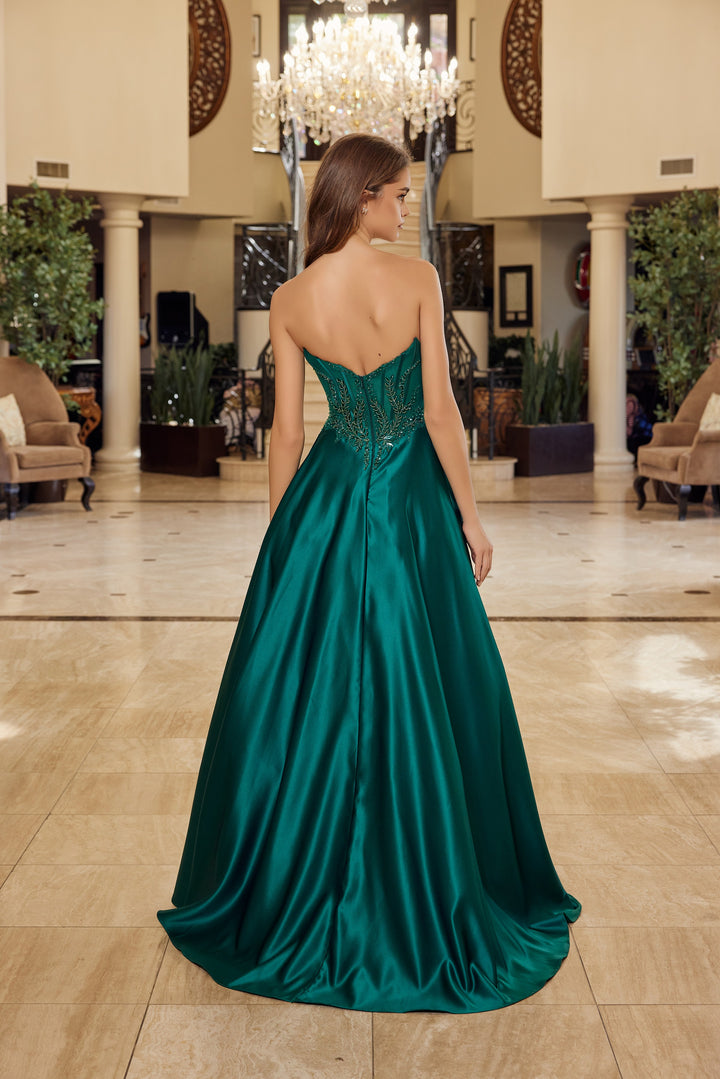 Nox Anabel Y1798 A-line satin strapless sweetheart prom prom dress