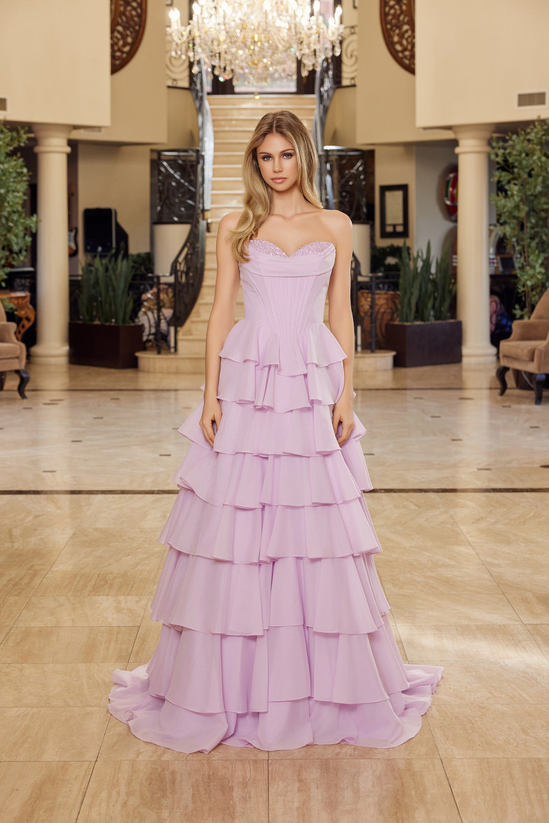 Nox Anabel Y1806 long prom dress with sequined bustline