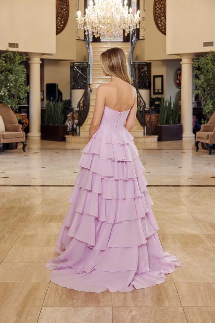 Nox Anabel Y1806 long prom dress with sequined bustline