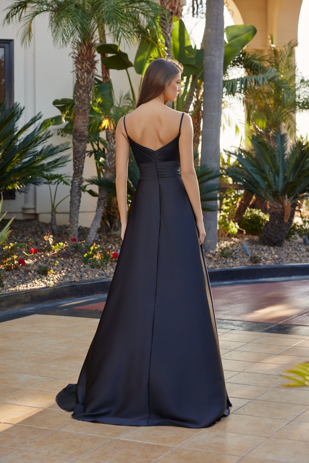 Nox Anabel Y1808 long satin a-line prom dress with sweetheart neckline