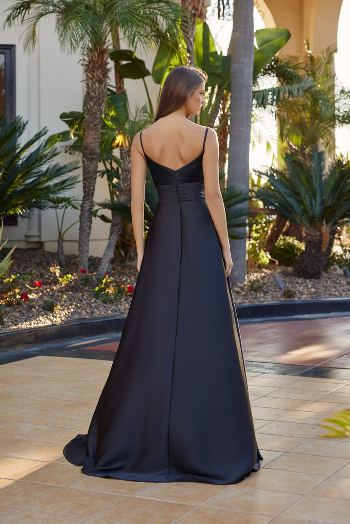 Nox Anabel Y1808 long satin a-line prom dress with sweetheart neckline