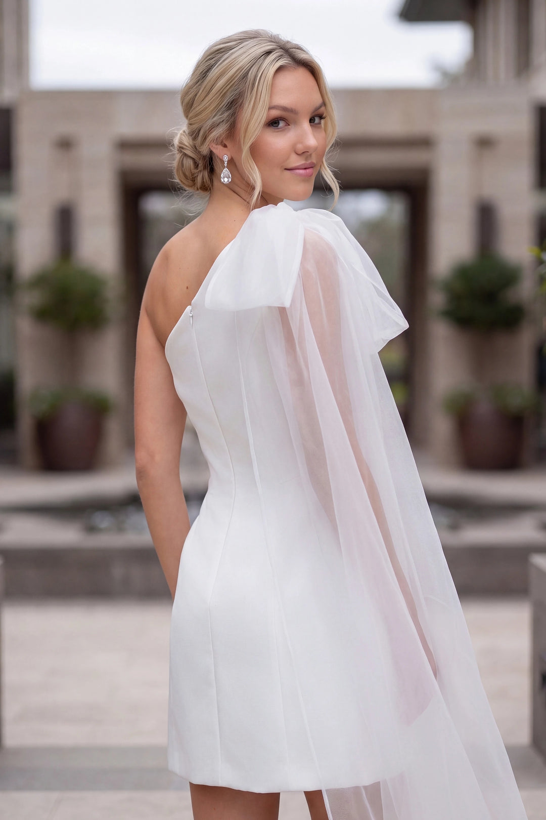 Nox Anabel Y7003W One-Shoulder Satin Mini Dress